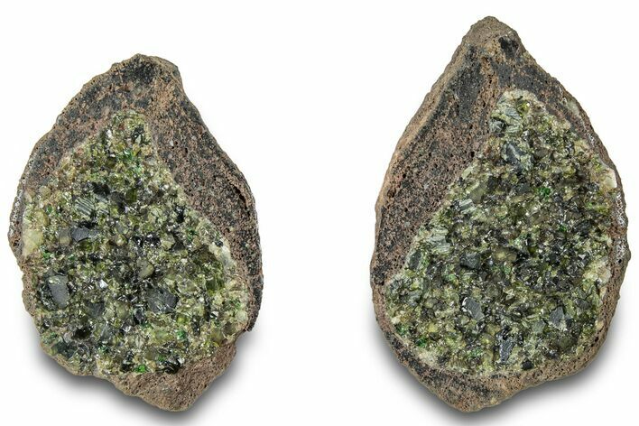 Sliced Olivine Crystal Filled Volcanic Bomb - Spain #315165
